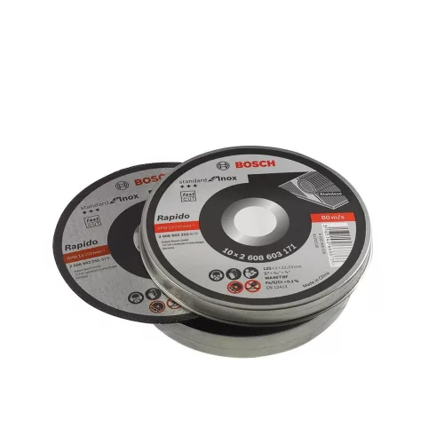 Bosch PRO egyenes vágókorong készlet fémdobozban, 125x1x22,23 mm, inoxhoz, fémhez 10 db