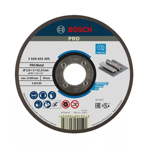 Bosch PRO egyenes vágókorong, 115x3x22,23 mm, fémhez
