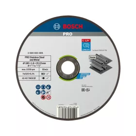   Bosch PRO egyenes vágókorong, 180x1,6x22,23 mm, inoxhoz, fémhez