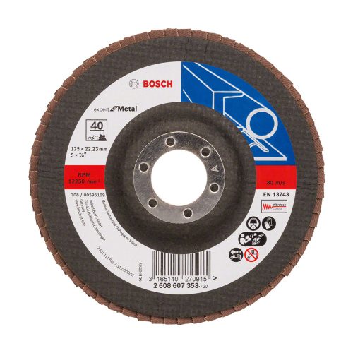 Bosch EXPERT X551 legyezőtárcsa fémhez, egyenes, üvegszövet alátéttányér, Zirkon 125mm, G40