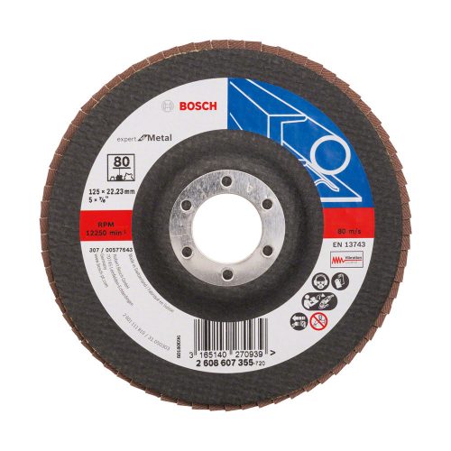 Bosch EXPERT X551 legyezőtárcsa fémhez, egyenes, üvegszövet alátéttányér, Zirkon 125mm, G80