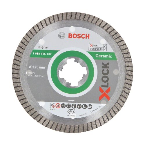Bosch PRO Ceramic X-LOCK, M14 gyémánt vágókorong, 125x22,23 mm, 22,23 mm, csempe, márvány