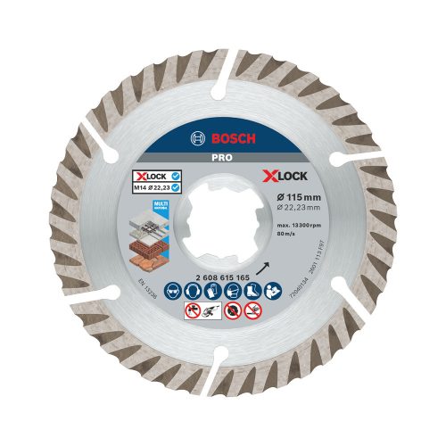 Bosch PRO Multi Material X-LOCK, M14 gyémánt vágókorong, 115x22,23mm, 22,23mm, többféle anyaghoz