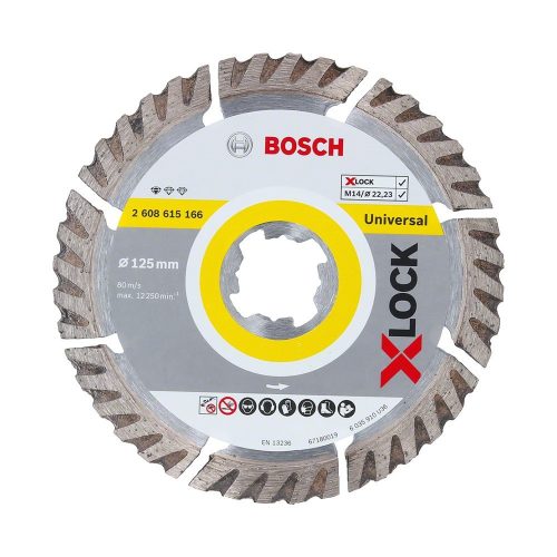 Bosch PRO Multi Material X-LOCK, M14 gyémánt vágókorong, 125x22,23mm, 22,23mm, többféle anyaghoz