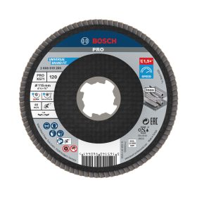   Bosch PRO X571 X-LOCK, M14 legyezőtárcsa, 115 mm, G120, fémhez, inoxhoz