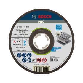   Bosch PRO Stainless Steel and Metal X-LOCK, M14 vágókorong, 115x1,6x22,23 mm, fémhez, inoxhoz