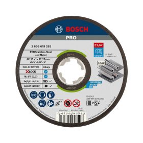   Bosch PRO Stainless Steel and Metal X-LOCK, M14 vágókorong, 115x1x22,23 mm, fémhez, inoxhoz