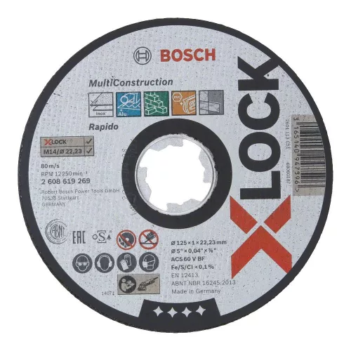 Bosch PRO Multi Material X-LOCK, M14 vágókorong, 125x1x22,23 mm, fém, műanyag, inox, tégla