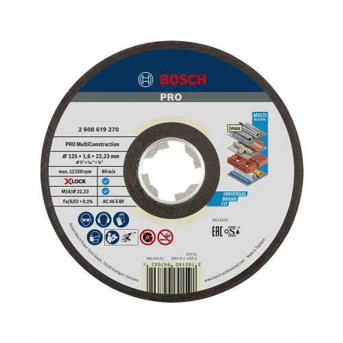 Bosch PRO Multi Material X-LOCK, M14 vágókorong, 125x1,6x22,23 mm, fém, műanyag, inox, tégla