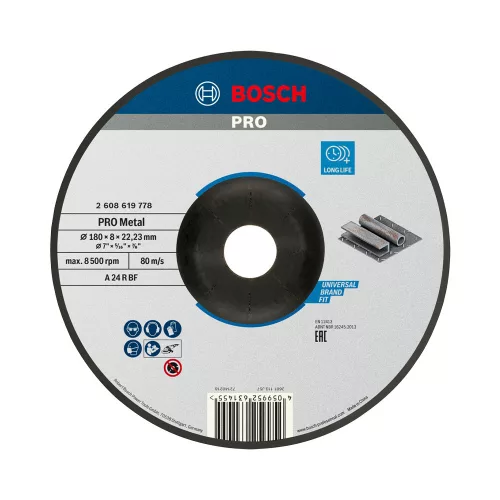 Bosch PRO Metal csiszolótárcsa, nagyolótárcsa 180x8x22,23 mm, fémhez