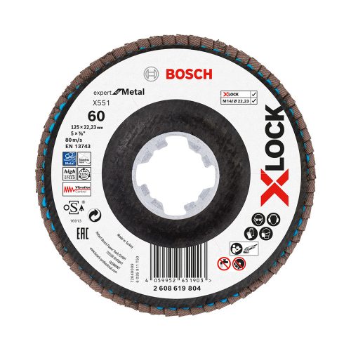 Bosch EXPERT Metal X551 X-Lock legyezőtárcsa 125mm, 22,23 G60 sarokcsiszolókhoz