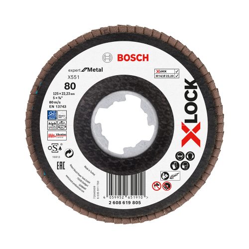 Bosch EXPERT Metal X551 X-Lock legyezőtárcsa 125mm, 22,23 G80 sarokcsiszolókhoz