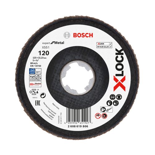 Bosch EXPERT Metal X551 X-Lock legyezőtárcsa 125mm, 22,23 G120 sarokcsiszolókhoz