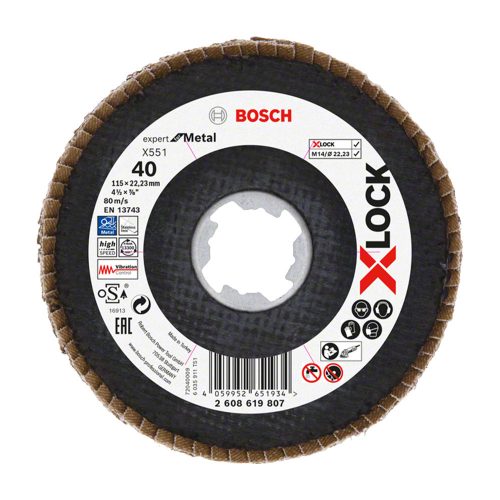 Bosch EXPERT Metal X551 X-Lock legyezőtárcsa 115mm, 22,23 G40 sarokcsiszolókhoz