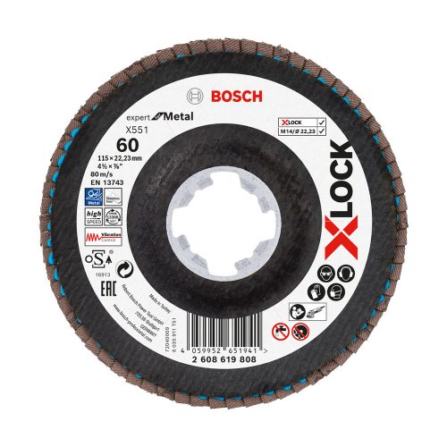 Bosch EXPERT Metal X551 X-Lock legyezőtárcsa 115mm, 22,23 G60 sarokcsiszolókhoz