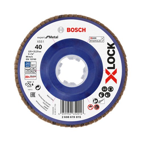 Bosch EXPERT Metal X551 X-Lock legyezőtárcsa 125mm, 22,23 G40 sarokcsiszolókhoz