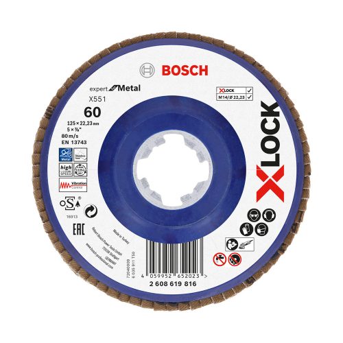 Bosch EXPERT Metal X551 X-Lock legyezőtárcsa 125mm, 22,23 G60 sarokcsiszolókhoz