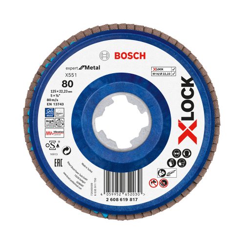 Bosch EXPERT Metal X551 X-Lock legyezőtárcsa 125mm, 22,23 G80 sarokcsiszolókhoz
