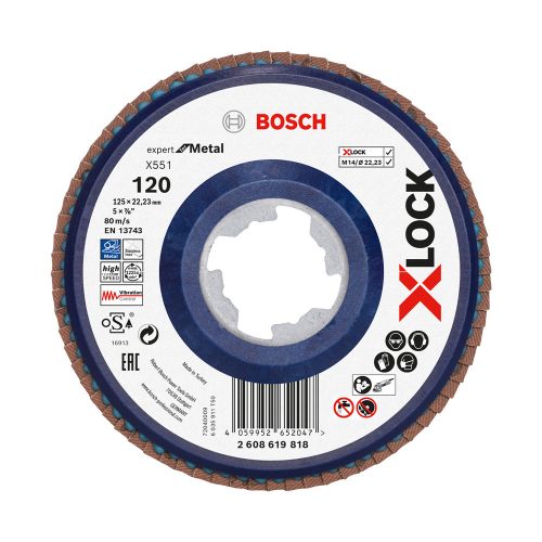 Bosch EXPERT Metal X551 X-Lock legyezőtárcsa 125mm, 22,23 G120 sarokcsiszolókhoz