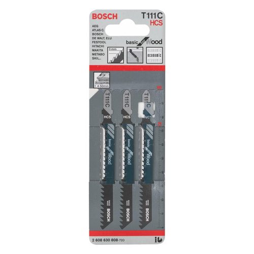 Bosch T 111 C dekopír furészlap fához 100x3,0mm 3db/cs