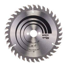  Bosch PRO Wood körfűrészlap, 160x2,6x20 mm 36 fog, kemény fa, rétegelt lemez, forgácslap