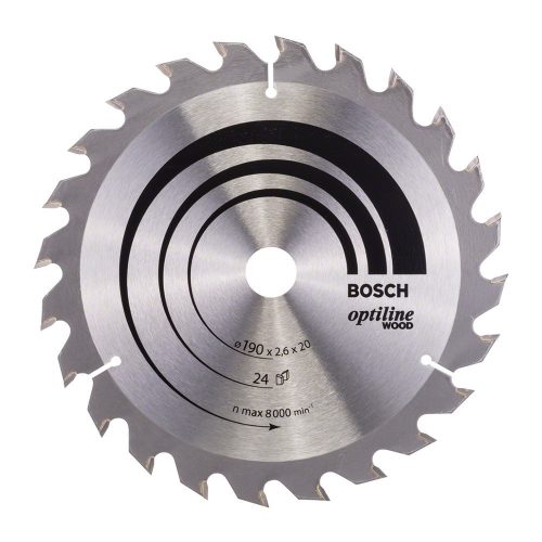 Bosch PRO Wood körfűrészlap, 190x2,6x20 mm 24 fog, kemény fa, rétegelt lemez, forgácslap