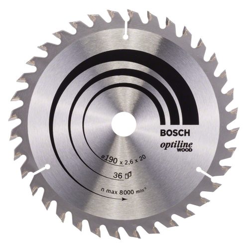 Bosch PRO Wood körfűrészlap, 190x2,6x20 mm 36 fog, kemény fa, rétegelt lemez, forgácslap