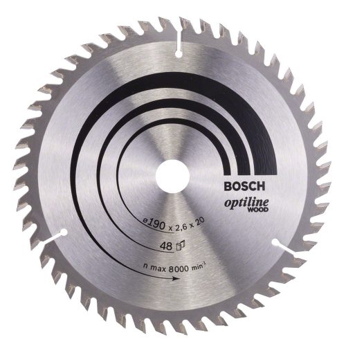 Bosch PRO Wood körfűrészlap, 190x2,6x20 mm 48 fog, kemény fa, rétegelt lemez, forgácslap