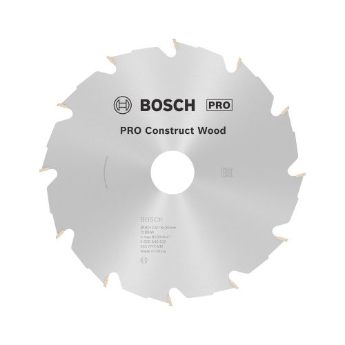 Bosch PRO Construct Wood körfűrészlap, 180x2,6x30 mm 12 fog, építőipari és szennyezett fához
