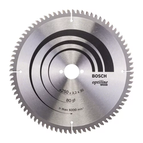 Bosch PRO Wood körfűrészlap, 250x3,2x30 mm 80 fog, kemény fa, rétegelt lemez, forgácslap
