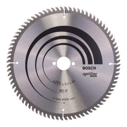 Bosch PRO Wood körfűrészlap, 250x3,2x30 mm 80 fog, kemény fa, rétegelt lemez, forgácslap