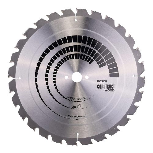 Bosch PRO Construct Wood körfűrészlap, 400x3,5x30 mm 28 fog, építőipari és szennyezett fához