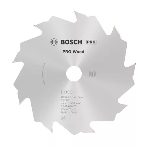 Bosch PRO Wood körfűrészlap, 130x2x16 mm 9 fog, kemény fa, rétegelt lemez, forgácslap