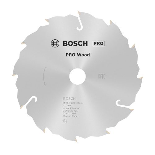 Bosch PRO Wood körfűrészlap, 160x2,2x20 mm 12 fog, kemény fa, rétegelt lemez, forgácslap