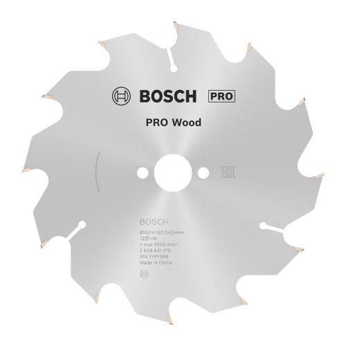 Bosch PRO Wood körfűrészlap, 160x1,8x20 mm 12 fog, kemény fa, rétegelt lemez, forgácslap