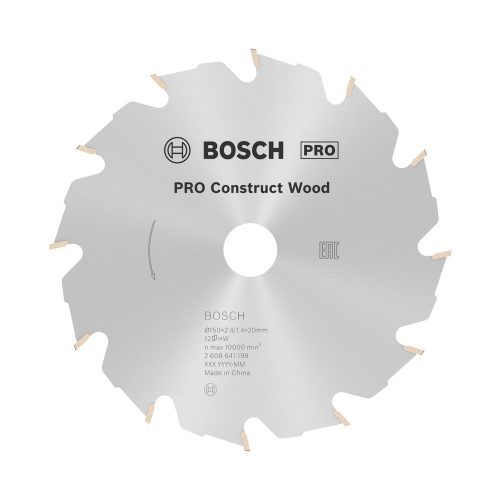 Bosch PRO Construct Wood körfűrészlap, 150x2,4x20 mm 12 fog, építőipari és szennyezett fához