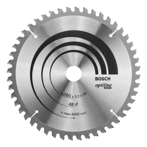 Bosch PRO Wood körfűrészlap, 260x3,2x30 mm 48 fog, kemény fa, rétegelt lemez, forgácslap