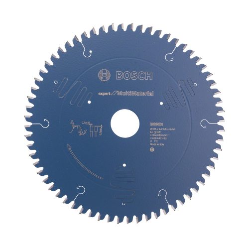 Bosch EXPERT Multi Material körfűrészlap 216x2,4/1,8 30 T64 fog, TCG nemvasfém, aluminium, fa