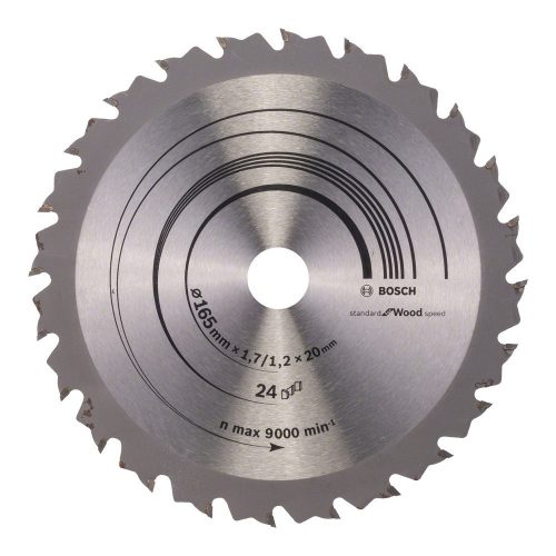 Bosch PRO Wood körfűrészlap, 165x1,7x20 mm 24 fog, kemény fa, rétegelt lemez, forgácslap