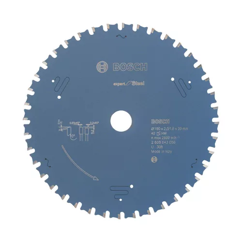 Bosch EXPERT Steel körfűrészlap 190x2,0/1,6 T40 fog, HLTCG kézi fűrészekhez, acélhoz