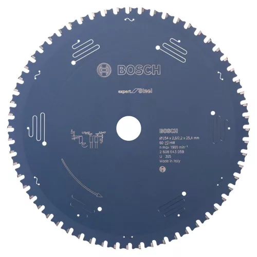 Bosch EXPERT Steel körfűrészlap 254x2,6/2,2 T60 fog, HLTCG gérvágó fűrészekhez, acélhoz