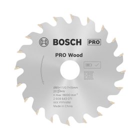  Bosch PRO Wood körfűrészlap, 85x1,1x15 mm 20 fog, kemény fa, rétegelt lemez, forgácslap