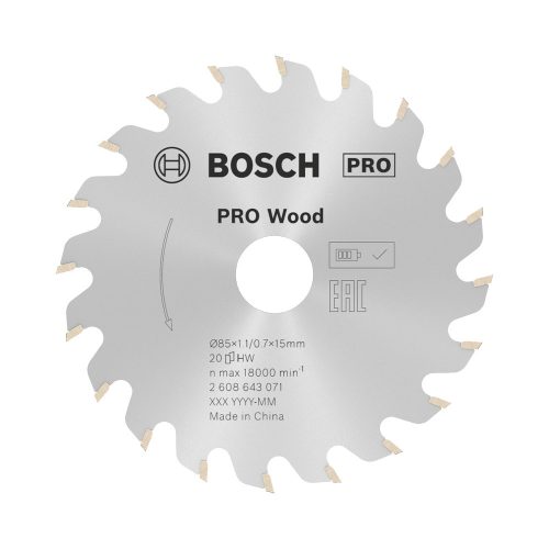 Bosch PRO Wood körfűrészlap, 85x1,1x15 mm 20 fog, kemény fa, rétegelt lemez, forgácslap
