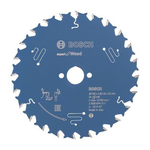 Bosch EXPERT Wood körfűrészlap 150x2,6/1,6 20 T24 fog, ATB kézi fűrészekhez, fához