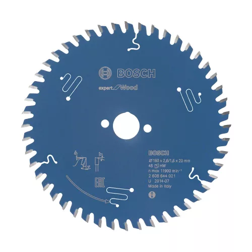 Bosch EXPERT Wood körfűrészlap 160x2,6/1,6 20 T48 fog, ATB kézi fűrészekhez, fához
