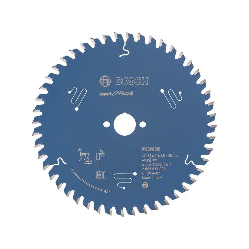 Bosch EXPERT Wood körfűrészlap 165x2,6/1,6 20 T48 fog, ATB kézi fűrészekhez, fához