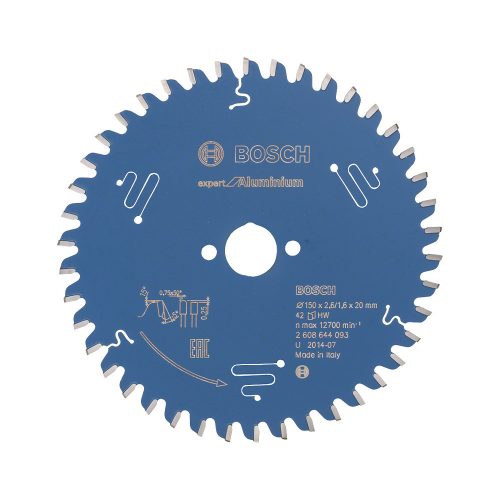 Bosch EXPERT Aluminium körfűrészlap 150x2,6/1,6 20 T42 fog, HLTCG, alumínium, nemvasfémek
