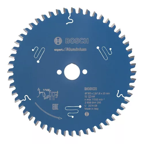 Bosch EXPERT Aluminium körfűrészlap 165x2,6/1,6 20 T52 fog, HLTCG, alumínium, nemvasfémek