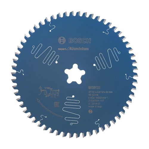 Bosch EXPERT Aluminium körfűrészlap 190x2,6/1,8 Csillag, T58, HLTCG, alumínium, nemvasfémek