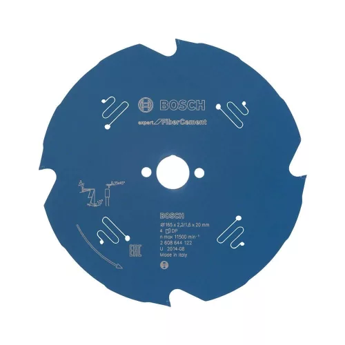 Bosch EXPERT Fiber Cement körfűrészlap 165x2,2/1,6 20 T4 fog kézi körfűrészekhez, betonitlaphoz